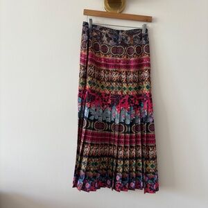 Saloni Geo Print Satin Midi Skirt